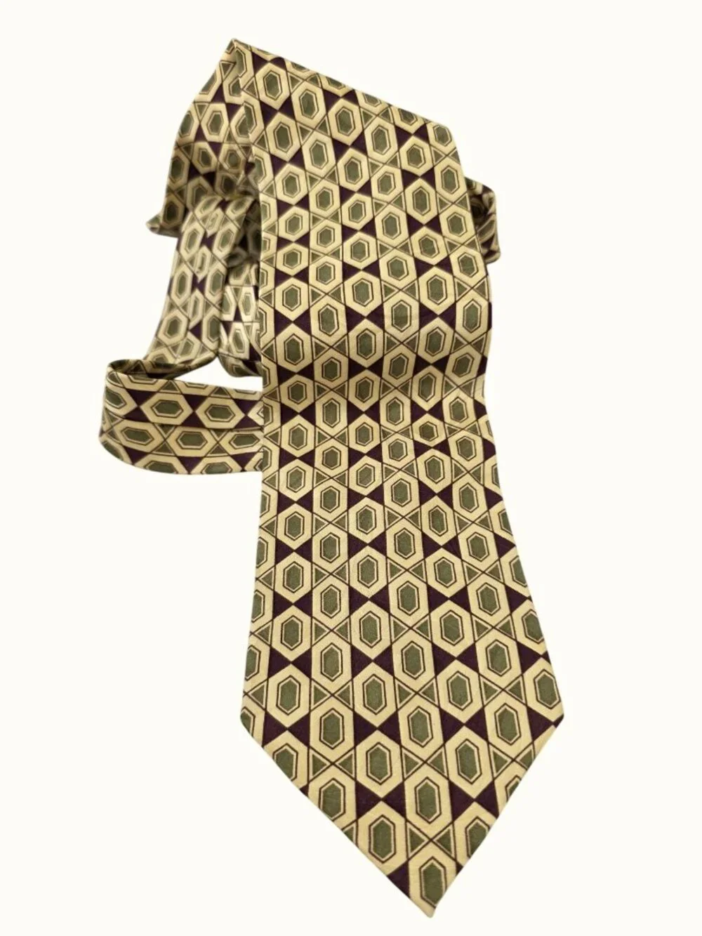 Style Counsel Handmade Silk Tie Korea Purple Green Geometric 4